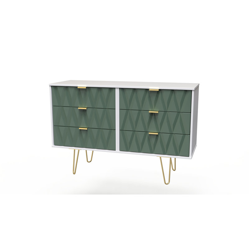 Baturhan 6 Drawer Wide Chest (Ready Assembled), Labrador Green/White