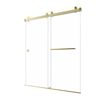 55"-59" W x 72" H Double Sliding Frameless Shower Door with 5/16" Tempered Glass, Thicken Square Top Rail, and Stainless Steel Accessories