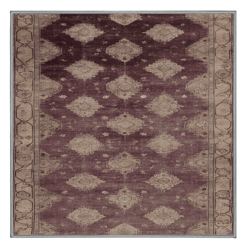 Tapis gris lavable à la machine, Carré 5 pi
