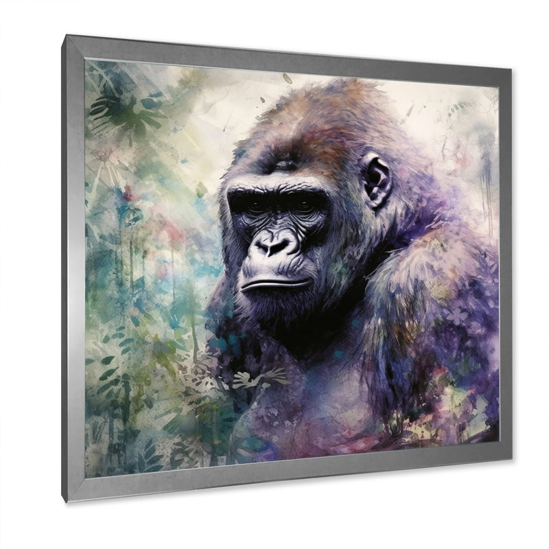 «Powerful Gorilla Primer II» sur toile, H 16 po x l 16 po x P 1 po, Cadre simple argenté