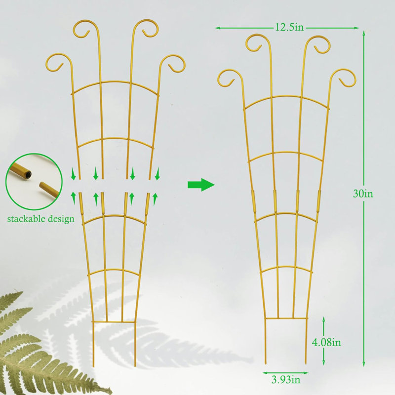30" Stackable Metal Plant Trellis 4-Pack – Rustproof Sturdy Support for Monstera & Climbing Houseplants