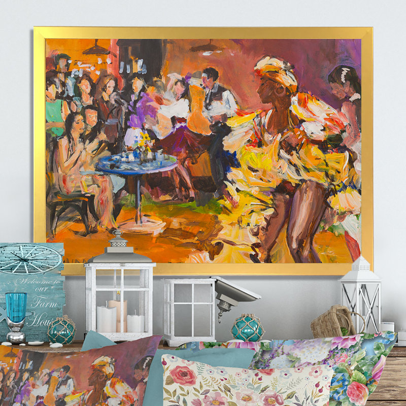 Dance Party Passionate - reproduction d'art sur toile, H 24 po x l 36 po x P 1 po, Toile encadrée dorée