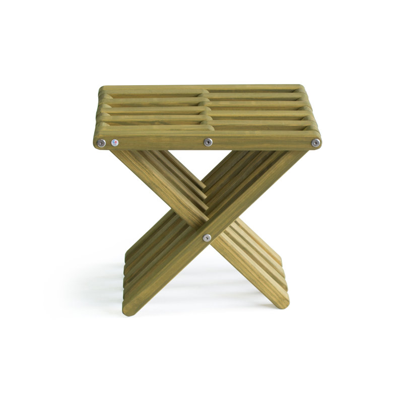 Avocado Green Pine Wood Foldable Accent Stool