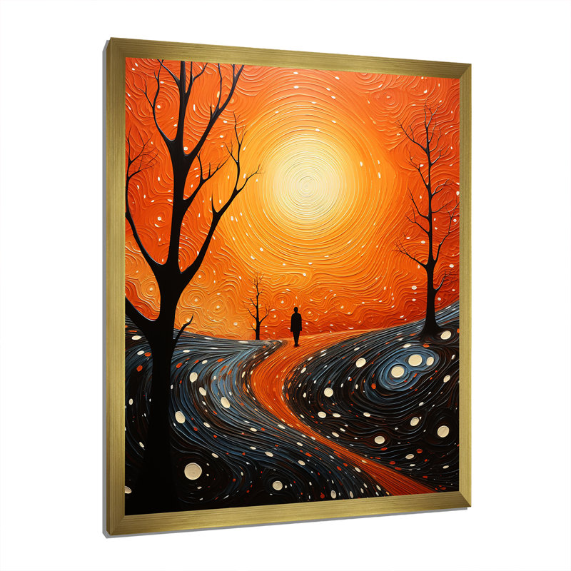 Orangeraie aérienne, pointillisme, salon, art mural, H 32 po x l 24 po x P 1 po, Encadrement doré