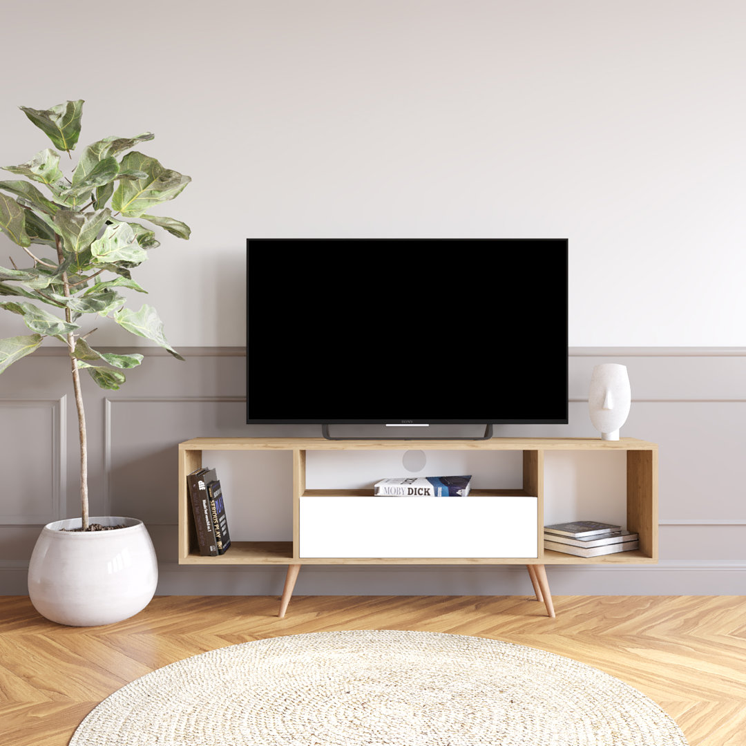 Rima TV Stand Cabinet-150 cm, Wooden, For 60-65 Inch TVs, Modern TV Cabinet with Drawer & Open Shelves, Minimalist TV Stand for Living Room, Stylish T