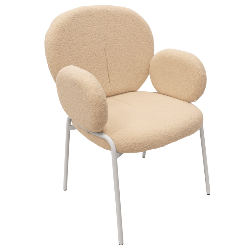 Chaise de salle à manger Amelia Modern Boucle, Simple, Beige, Blanc