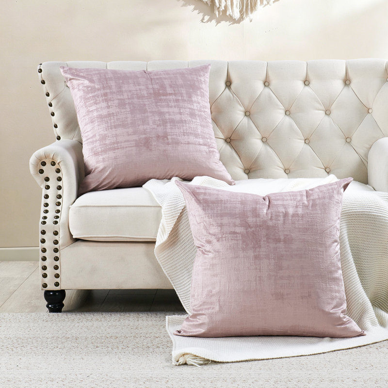 Textured Velvet Euro Reversible Pillow Cover, Softpink