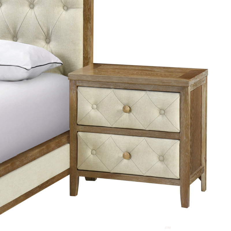 Table de chevet, Noyer / beige