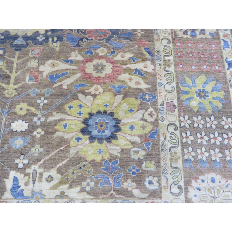 Tapis oriental brun noué à la main 8 x 9 pi 8 po Peshawar 7A1870FA9F354D9DA2C477CFF6D2FC5F