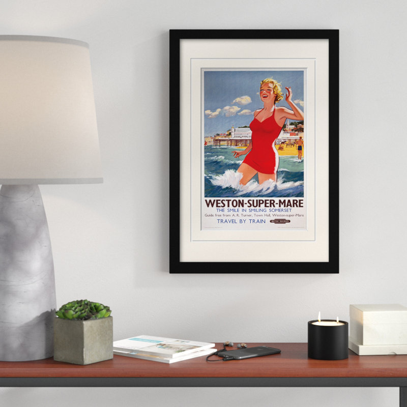 Weston Super-Mare - No Frame Rectangle Print, 40cm H x 30cm W, Black Frame, Yellow