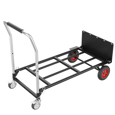 2 in 1 Convertible Hand Truck and Dolly, 600LBS – Heavy-Duty Moving Dolly Cart with 10" Flat Free Rubber Wheels & Handle