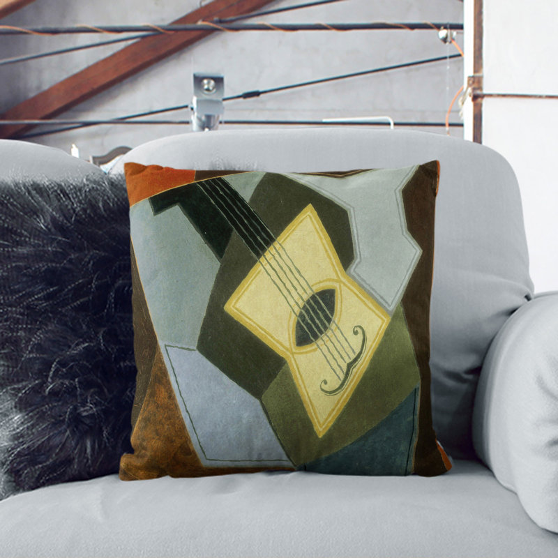 Guitar Vol.1 Square Throw Cushion, Black, 40cm H x 40cm W x 15cm D