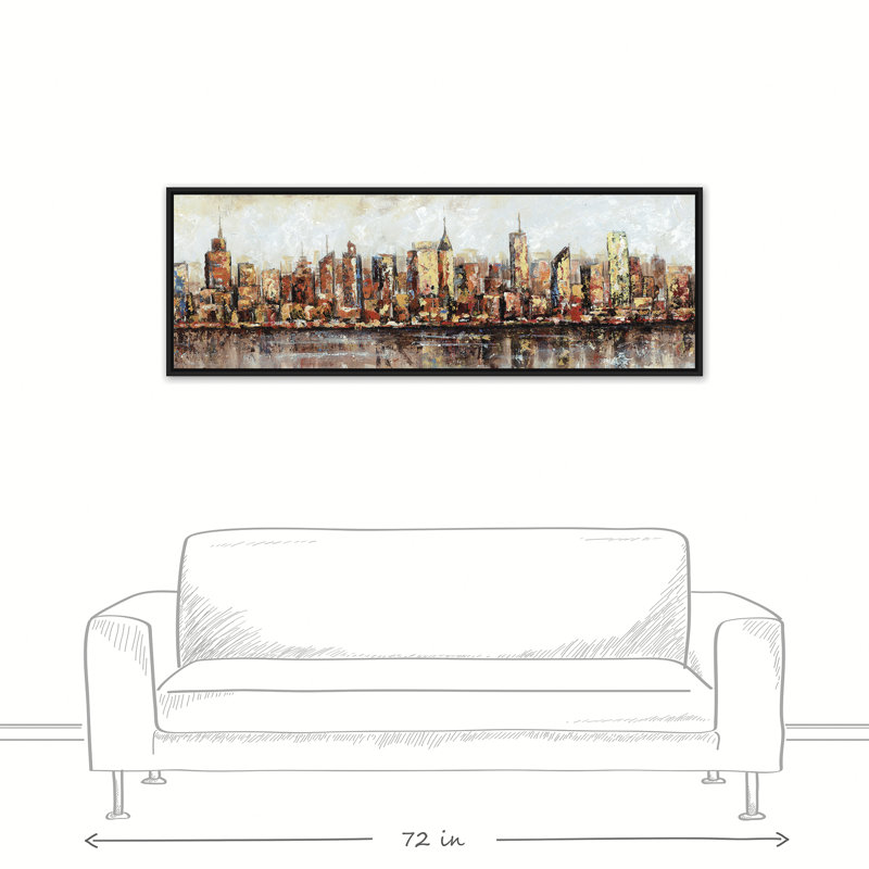 « painted cityscape », impression sur toile, H 20 po x l 60 po, Toile tendue