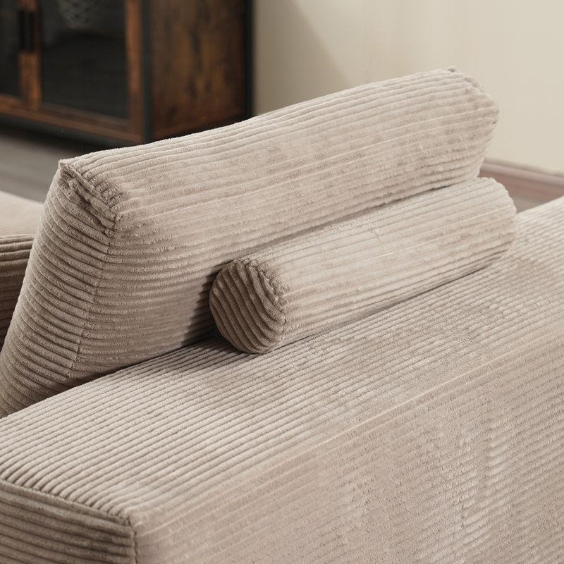 Canapé-lit 2 pièces avec coussin Kessas, Orienté à droite, Velours côtelé noir