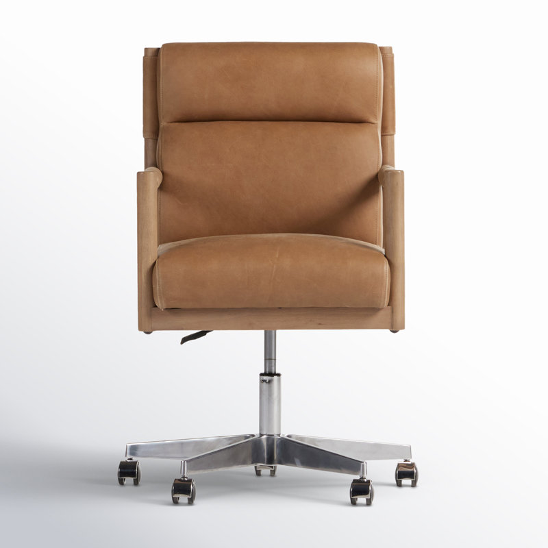Kiano Leather Task Chair, Light Brown Genuine Leather