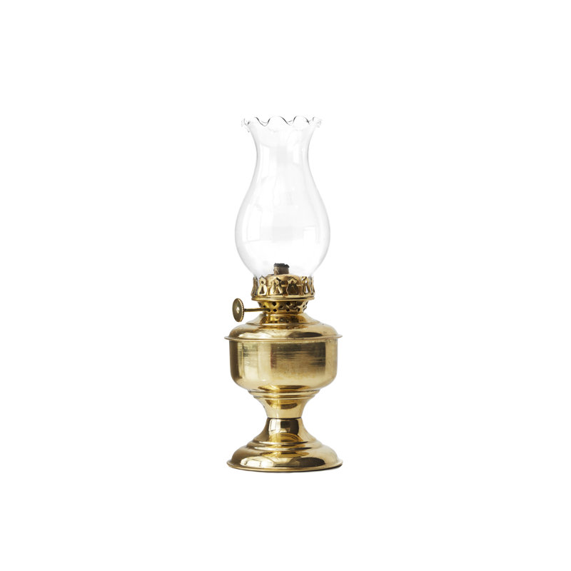 Vintage Brass and Glass Oil Lamp with Fluted Chimney