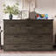 Grand lit escamotable rustique avec station de charge et tiroir de rangement, gris-552470065-552470064