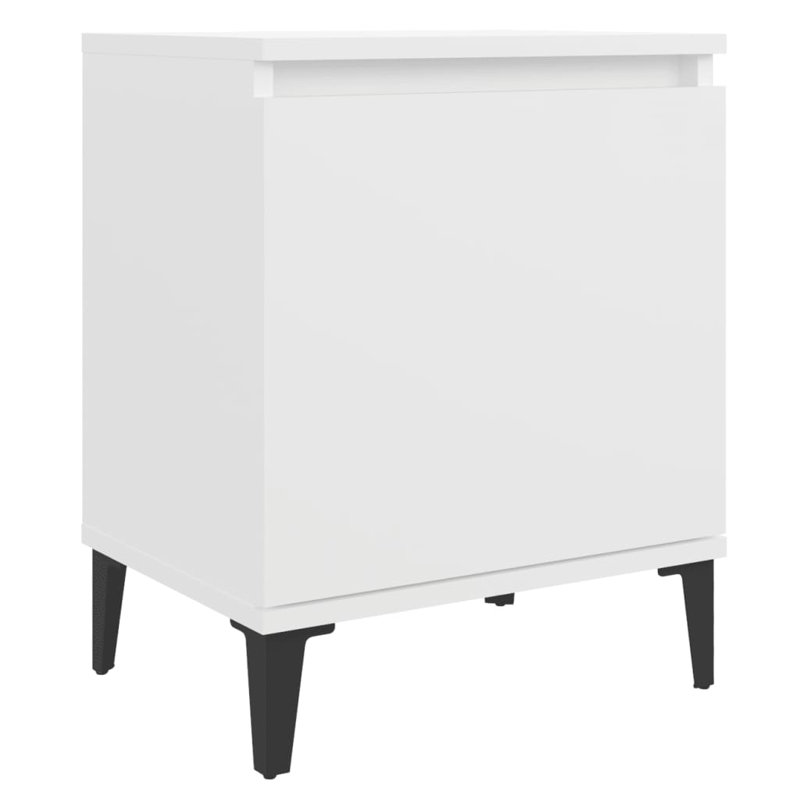 40 cm W Bedside Table, White, No