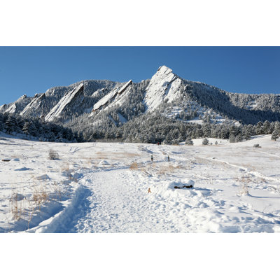 Flatirons Mountains With Snow by Samlentz - Wrapped Canvas Print