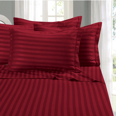 Ensemble de literie à rayures damassées 6 pièces Elegant Comfort, microfibre 1500 fils, infroissable