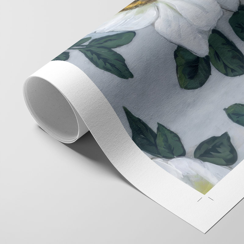 Fleurs blanc vif I - Impression sur toile seulement - NON-CADRE, H 27 po x l 18 po
