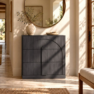 Sideboard Cabinet with 3 Drawers, Ebony