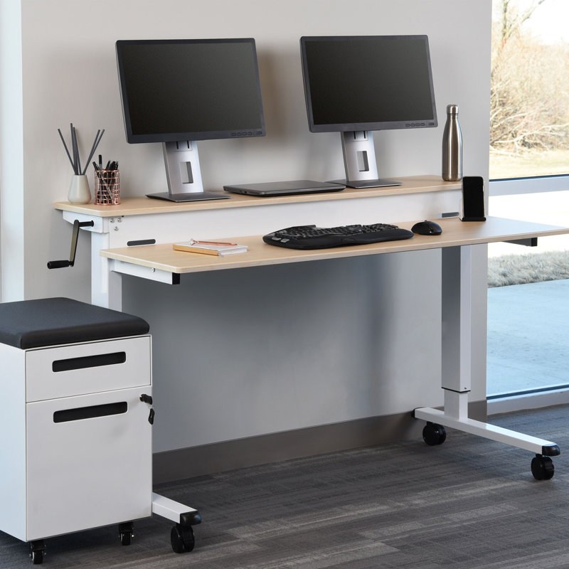 Bureau debout à hauteur ajustable Selinger, Bouleau / Blanc, H 33,5 po x l 59 po x P 29,5 po