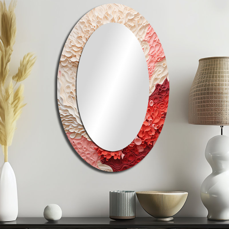 Miroir mural beige et rose - collage ovale beige, 36 po x 24 po