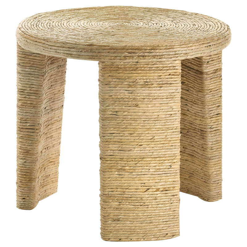 Table de bout ronde en rotin tissé Cadynce brun naturel