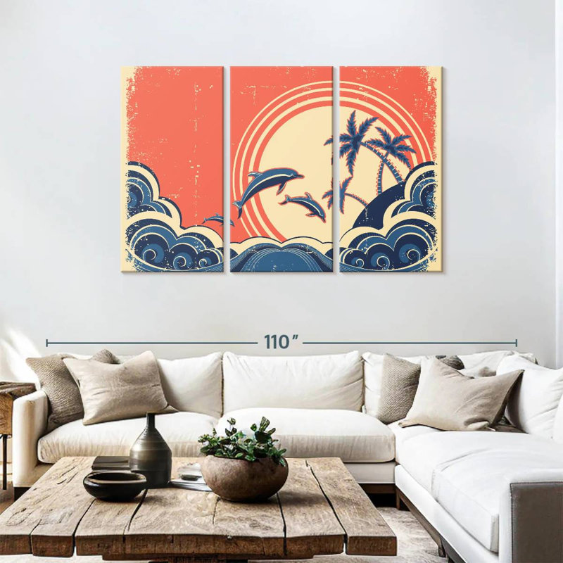 Brampt Retro Beach Dolphins, 48" H x 74" W
