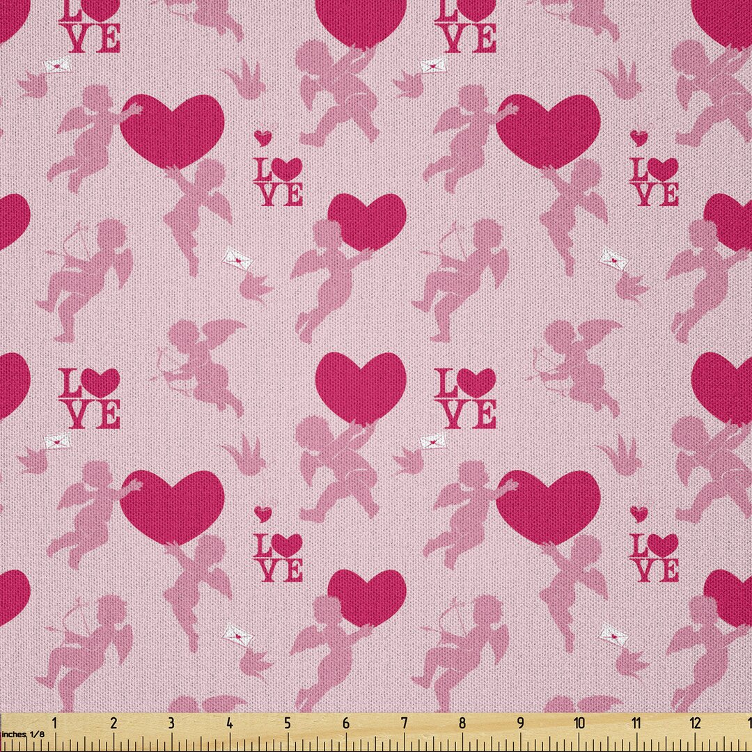 Stoff als Meterware, Silhouetten von Angel Heart, Liebe, Rosa