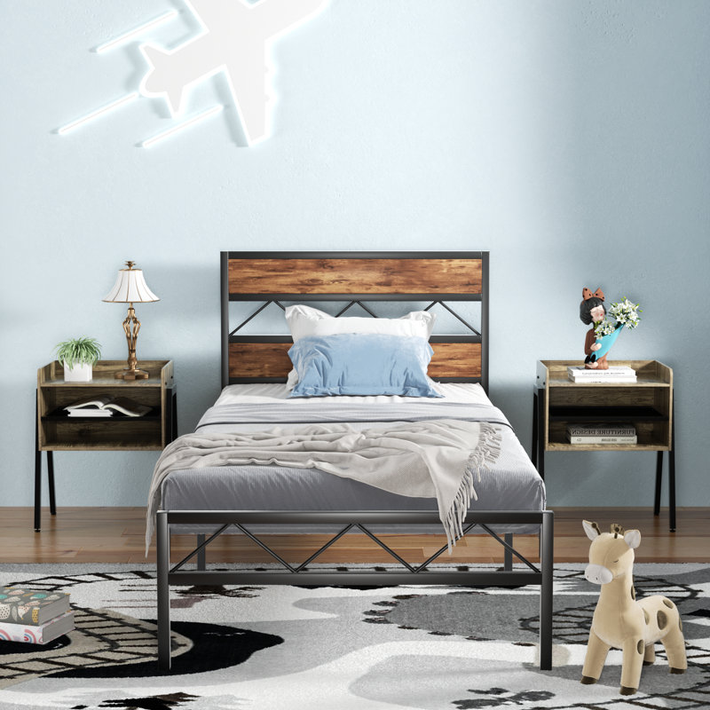 Alicia Metal Piece Bedroom Set, Gray, Twin