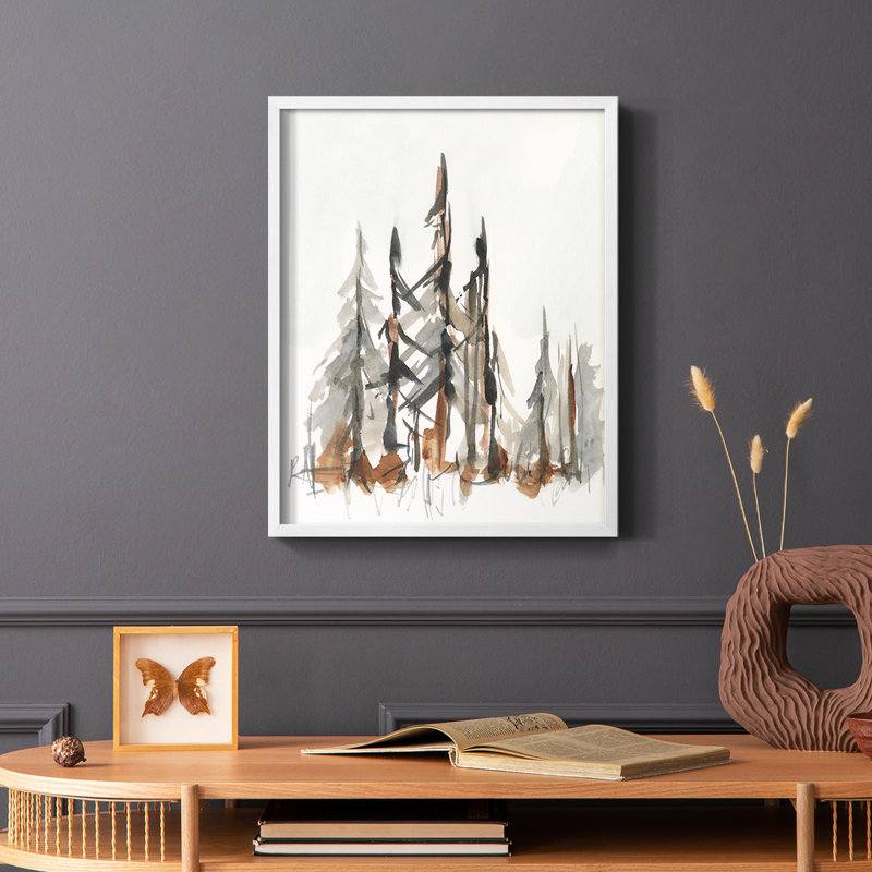 Rustic Evergreen II, reproduction encadrée - bois massif, H 28 po x l 22 po, Blanc