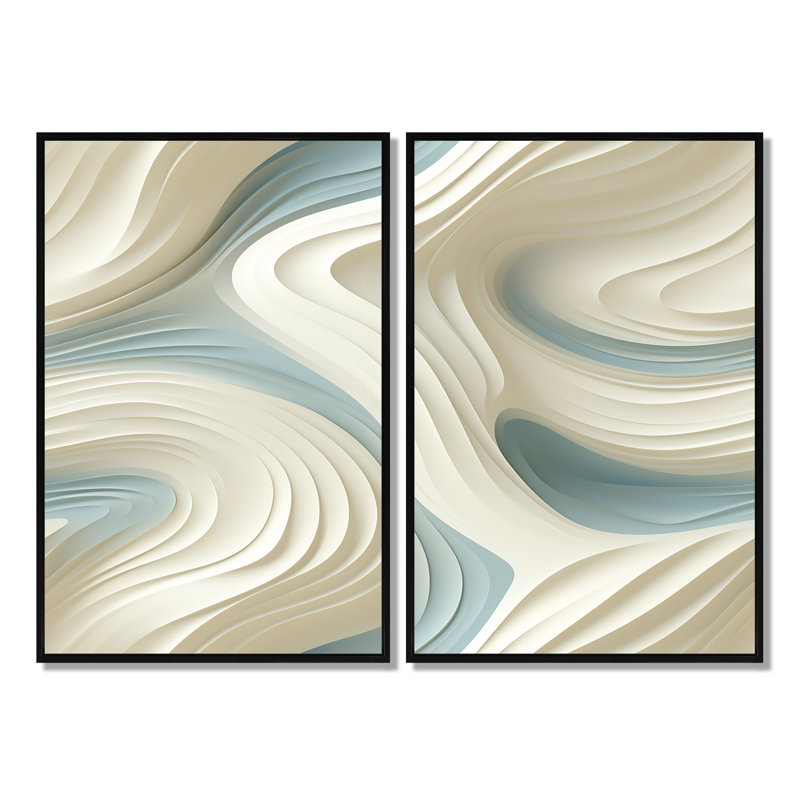 Sculptural Simplicity - Beige, art mural, Black, 36" H x 48" W, Impression encadrée flottante