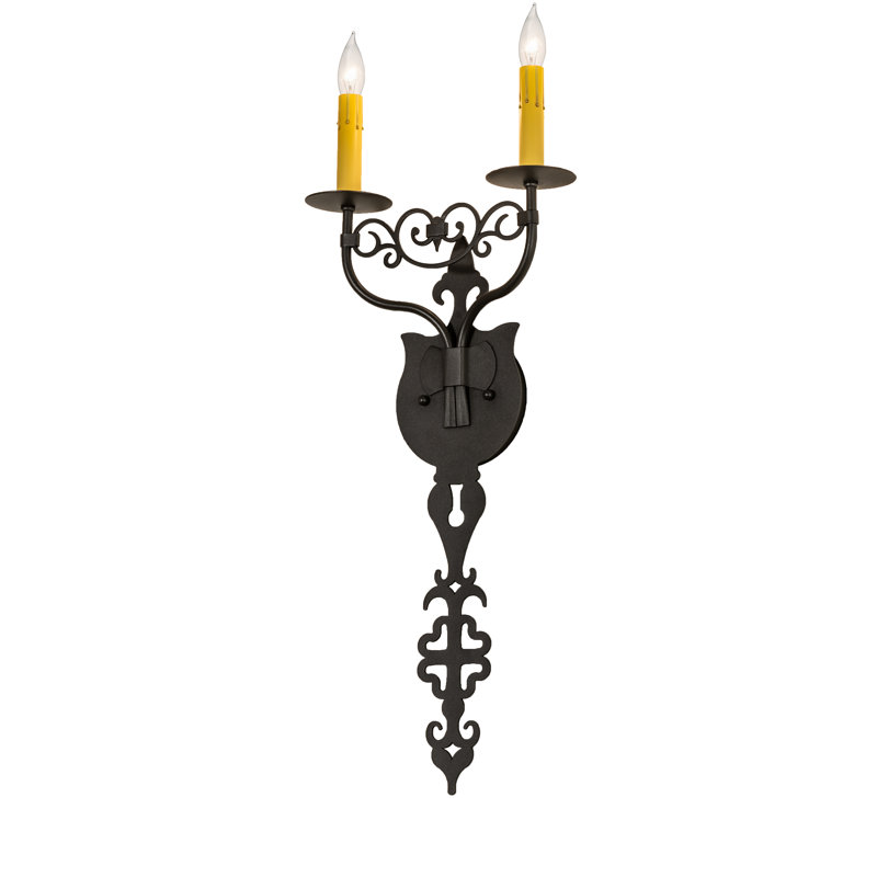 Merano 2 - Light Candle Wall Light, Old Wrought Iron