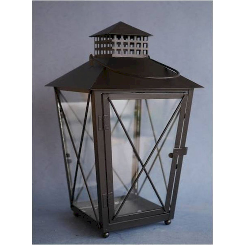 15'' H Metal Tabletop Lantern, Black