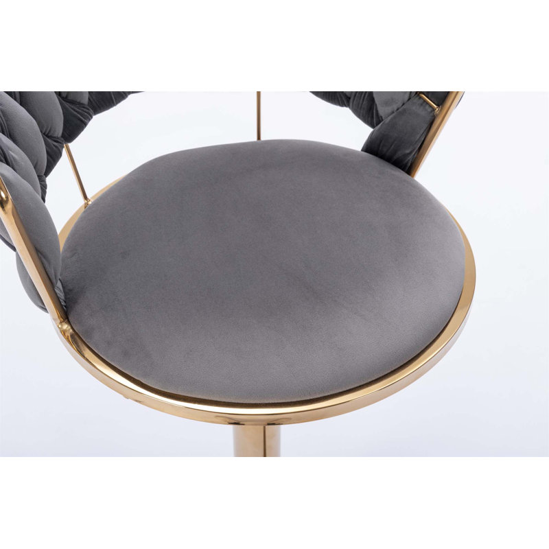 Ensemble de 2 tabourets de bar, avec repose-pieds et base pivotante réglable en velours