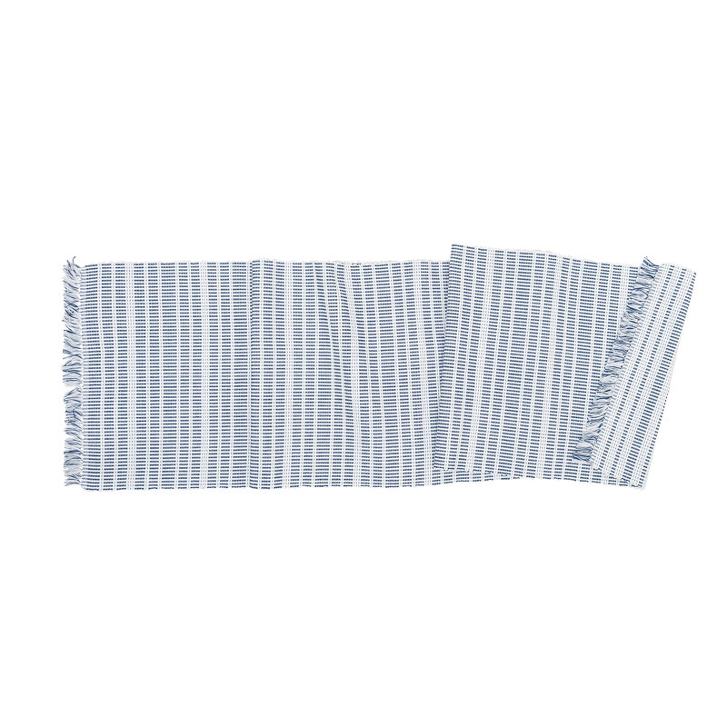Chemin de table rayé 100% coton, Marine