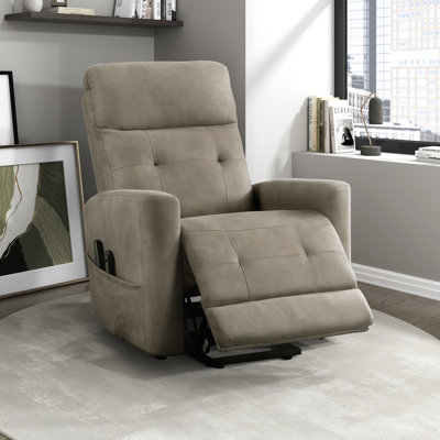 Yannis 32" Modern & Contemporary Textured Microfiber Power Lift Chair with Massage & Heat Settings & Gentle Lift Motion by Latitude Run