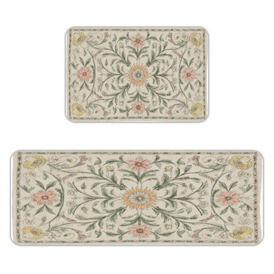 Vintage Floral Vine 2-Piece Kitchen Floor Mats
