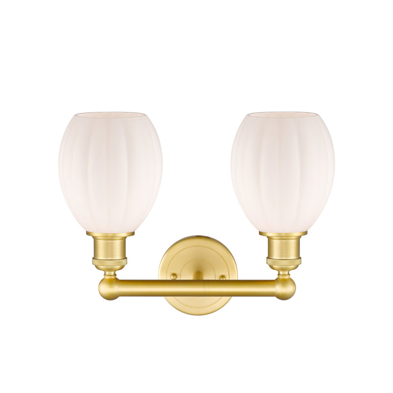 Éclairage pour meuble-lavabo à 2 lumières 14,5 pouces Bolduc, Blanc mat, Or satiné