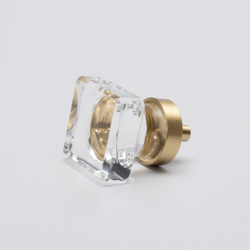 1" Square Clear Glass Knob
