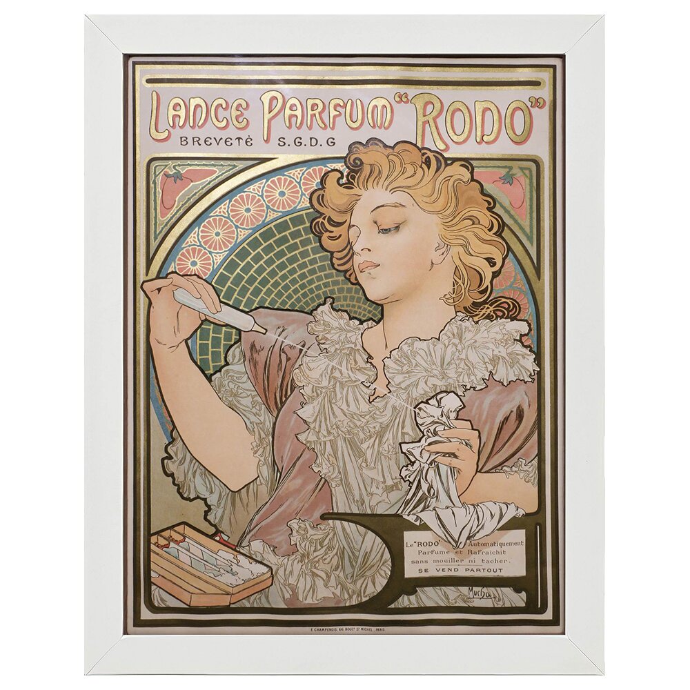 Vintage Werbeplakat Lance Parfum "Rodo", Alphonse Mucha - Dekorativer Kunstdruck, Wanddekoration