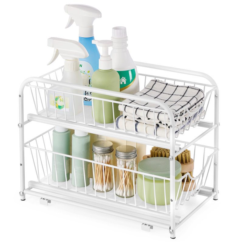 Adjustable Stainless Steel Dish Rack, White