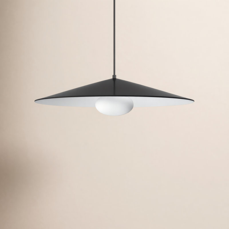Luminaire suspendu à DEL conique simple Cruz, Noir / blanc