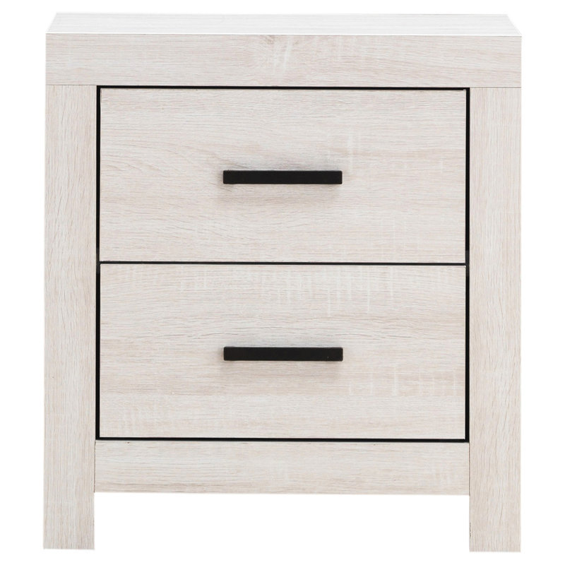Table de chevet à 2 tiroirs avec poignées blanc côtier et bronze foncé mat, fonctionnalité de chambre à coucher, hauteur de 23,5 pouces avec design rectangulaire élégant pour le rangement, hauteur de l 21,6 po x profondeur 15,83 po