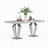 7-Piece Dining Set with Marble-Print Tabletop and Upholstered Chairs – Velvet & PU Options, Stainless Steel Legs-763200895