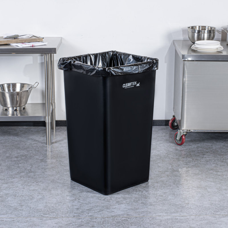 Poubelle de 50 gallons Tek Professional, 1 poubelle carrée en plastique noir résistante à l'espace pour restaurant, pour espace commercial, bureau, magasin, restaurant, etc.
