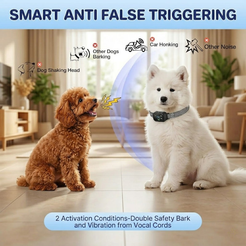Collier Smart Bark pour grands et petits chiens, dispositif anti-aboiement rechargeable avec 7 réglages de sensibilité, compact, intérieur / extérieur