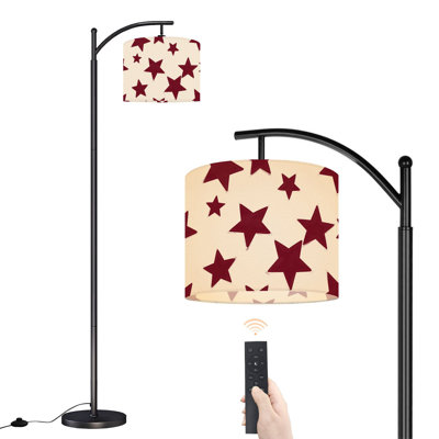Arc Floor Lamp Abstract Star Maroon Cream for Modern Art Decor Floor Lamps with Remote LED Lights Adjustable Lamp Shades Tall Standing Lamps for Reading Office Living Room
